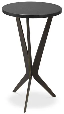 Immagine prodotto di Tavolino Casa Padrino colore nero / bronzo Ø 30,5 x h. 52 cm - Tavolino rotondo con piano in granito e gambe in metallo - Mobili Soggiorno - Mobili