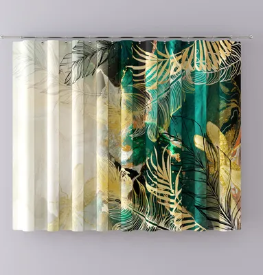 Obrázok produktu pre Potlačená voálová záclona Feathers zelená 270x150cm 270 x 150 [cm]