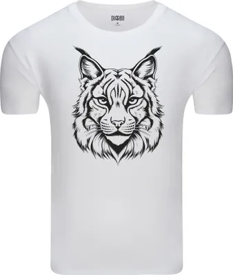 Produktbild von Diarbo Herren T-Shirt mit Tierliebhaber Druck Luchskopf Weiß Gr.3XL
