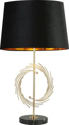 Obrázek produktu pro Noční lampička kovová tkanina D: 35 cm 56 cm ve zlaté černé barvě E27 kulatá moderní noční lampička
