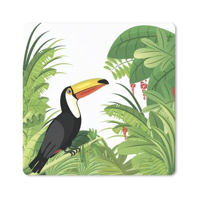 Produktbild von MuchoWow® Mauspad Mousepad Vektor-Illustration eines Tukans und eines tropischen Regenwaldes 20x20 cm - Mousepads - Maus Mat - Pad - Mausunterlage - Desk Mat - Bureauartikeln