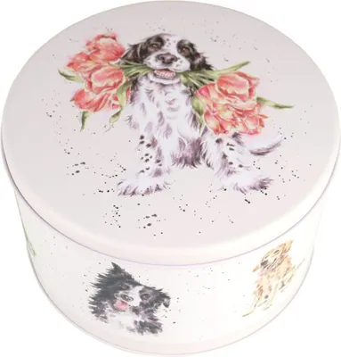 Produktbild von Wrendale Designs Keksdose Spaniel & Tulpen | ca. 25cm D