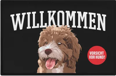 Produktbild von Trendation - Willkommen Fußmatte Grafik Schmutzfangmatte Geschenk Außen Innenbereich 60x40 cm Waschbar Türmatte Malteser Hund