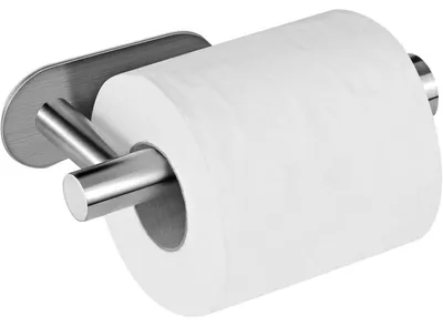 Produktbild von Toilettenpapierhalter ohne Bohren, Selbstklebend, Edelstahl, Silber-rund