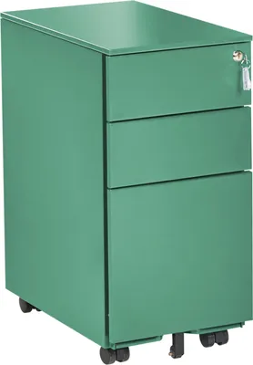 Produktbild von BELIANI Aktenschrank Grün Metall mit 3 Schubladen Abschließbar Rollbar Modern Metallschrank für Arbeitszimmer Büro Homeoffice Garage Werkstatt