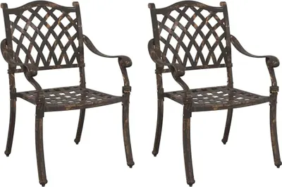 Image de vidaXL Chaise de jardin, lot de 2, bronze, 56 x 55 x 92,5 cm, aluminium