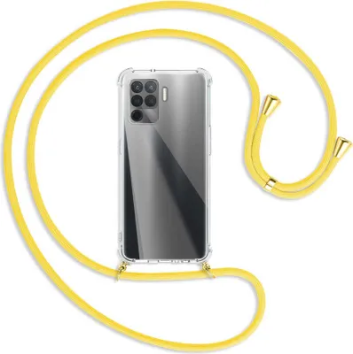 Produktbild von Handykette Backcover-Schutzhülle mit Band (Metall goldfarben) für Oppo Reno5 Lite (CPH2205, 6.43'') - gelb