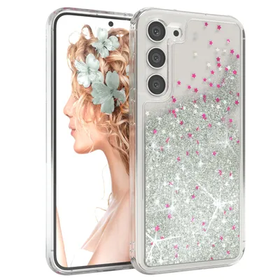 Produktbild von EAZY CASE - Glitzer Hülle kompatibel mit  Samsung Galaxy S23 Plus Glitzer Schutzhülle, Soft Case, Backcover Transparent mit Motiv