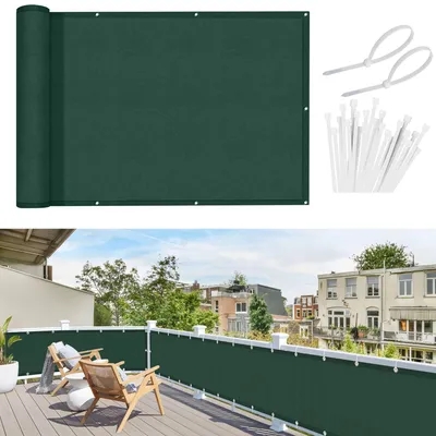 Obrázok produktu pre Závetrná clona na balkón, tmavozelená, 90 x 400 cm