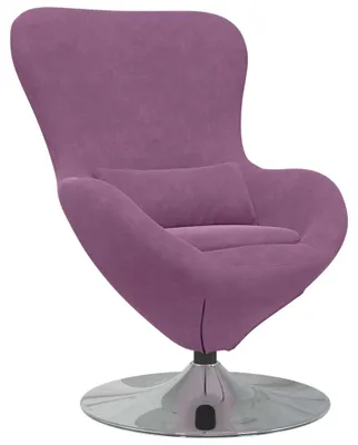 Image de Fauteuil - Fauteuil pivotant - Fauteuil relax - Fauteuil avec accoudoirs - Velours violet - Avec repose-pieds