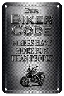 Produktbild von Blechschild Motorrad 12x18cm Biker Code more fun people