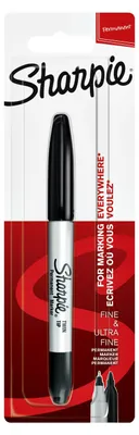 Obrázek produktu pro Popisovač Sharpie Twin Tip Extra Fine + Fine černý blistr
