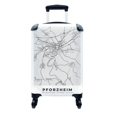Produktbild von MuchoWow® Koffer Handgepäck Trolley Rollkoffer Kleine Reisekoffer mit 4 Rollen - Deutschland - Karte - Stadtplan - Pforzheim - Cabin Size < 55x40x23 cm & 55x40x20 cm - Fotokoffer - Kabinenkoffer - Boardgepäck - Reise-Box - Reisekoffer - Reisegepäck - Koffer mit Bild - Trolley für Kinder