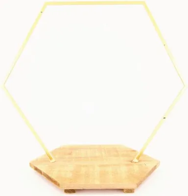 Produktbild von Dijk Metallsechseck goldfarben mit Holzständer 37,5 x 23,5 x 35 cm