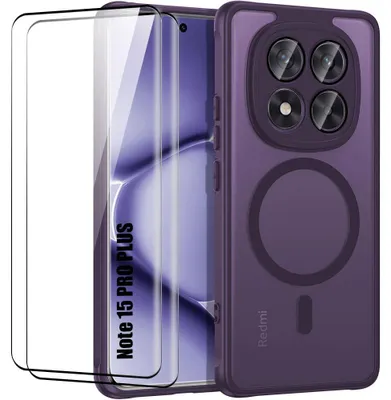 Image de Coque + 2 Verres Trempés pour Xiaomi Redmi Note 15 Pro Plus 5G, avec Protection Caméra - Violet