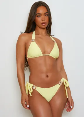 Produktbild von Moda Minx Bikinihose Amour Tie Side Brazilian mit stilvollem Steinbesatz Lemon M