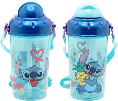 Produktbild von Disney Lilo und Stitch Angel Kinder Trinkflasche Flasche mit Halm 465 ml