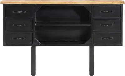 Produktbild von vidaXL Sideboard 110x30x65 cm Raues Mango-Massivholz und Stahl