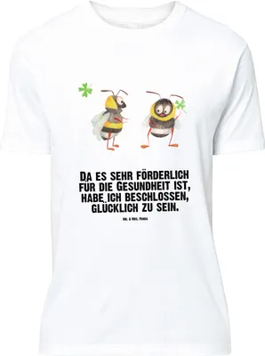 Produktbild von Mr. & Mrs. Panda Größe XL T-Shirt Hummeln Kleeblatt - Weiß - Geschenk, Spruch Positiv, Hummel, Fröhlich, glücklich sein, mit, Lustige Sprüche, Tshirt, Shirt, Werden