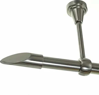 Produktbild von Gardinenstange Set Edelstahl Look Metall Ø 19mm zur Deckenbefestigung 1-lauf Schräge, Länge wählbar D18E66