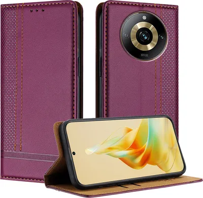 Produktbild von Handyhülle für Realme 11 Pro Leder Flip Klappbare Schutzhülle mit Standfunktion Lila