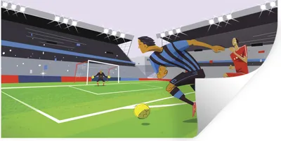 Produktbild von MuchoWow® Wandtattoo Wandsticker Wandaufkleber Eine Illustration von Spielern, die in einem Stadion Fußball spielen - Junge - Mädchen - Kinder 80x40 cm Selbstklebend und Repositionierbar - Aufkleber