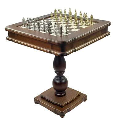 Productafbeelding van Exclusieve Italfama speeltafelset – Camelot metalen figuren, 9 cm, backgammon en damspel, 58x58 cm