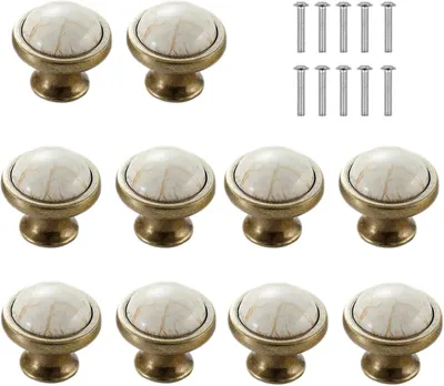 Produktbild von Möbelknöpfe 10 Stück, keramisch, Durchmesser 36 mm, Höhe 34 mm, für Schränke und Kommoden