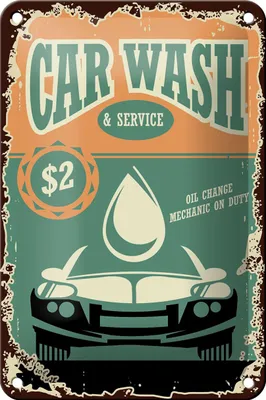 Produktbild von Blechschild Retro 12x18cm Car Wash Service mechanic on duty