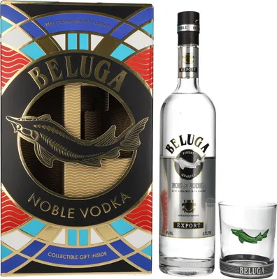 Image de Beluga Noble Vodka EXPORT Montenegro 40% Vol. 0,7l en boîte cadeau avec Verre