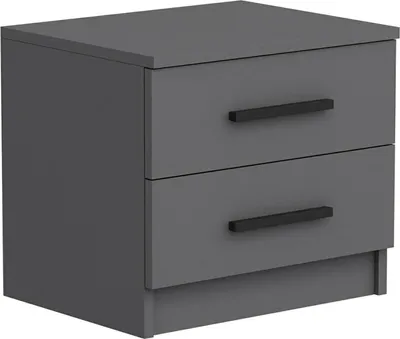 Image de Iune - Table de nuit, 50x47x40h cm Noir Anthracite, 2 Tiroirs
