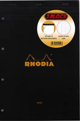 Produktbild von RHODIA Notizblock No. 20 DIN A4+ franz. Lineatur 3er Pack