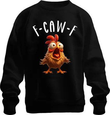 Produktbild von F-CAW-F Lustiges Cartoon Huhn Verrücktes Bauernhof Humor witzig Uni Sweatshirt Pullover, Schwarz, XXL