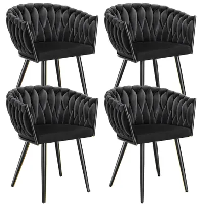Obrázek produktu pro tectake® Set jídelní židle Astano čalouněná, se sametovým potahem, pletený vzor 60,5 x 55 x 75 cm