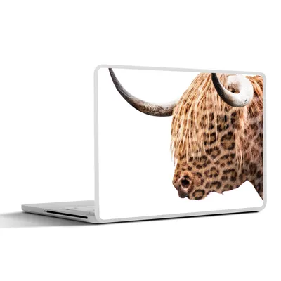 Produktbild von MuchoWow® Laptop Aufkleber Sticker Cover Schottischer Highlander - Panther - Weiß 36.5x27.5 cm - Laptop-Sticker