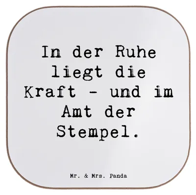 Produktbild von Mr. & Mrs. Panda Untersetzer Glas Spruch Beamtin Kraft - Weiß - Geschenk, Berufsliebe, für Gläser, Beruf, Berufsalltag, Geburtstag, Geschenke Berufstätige, Beamtinnen