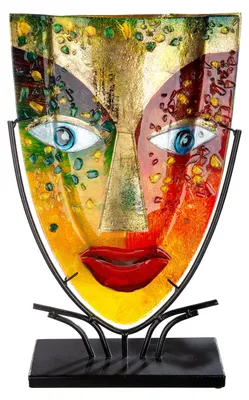 Produktbild von Casablanca by Gilde Glasart ovale Dekovase Face Blue Eye H. 47 cm,39874