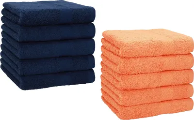 Produktbild von Betz 10 Stück Seiftücher 30x30 cm PREMIUM 100% Baumwolle Farbe: dunkelblau und orange