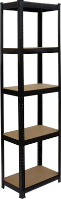 Obrázek produktu pro Relaxdays regál pro těžké náklady, VxŠxH: 180 x 50 x 30 cm, nosnost 875 kg, 5 polic, skladovací regál do sklepa, na zasunutí, černý/hnědý