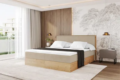Produktbild von ALTDECOR BOXSPRINGBETT mit 2xBettkasten und Lattenrost, Topper, Boxbett, Polsterbett mit Bettkasten mit Stauraum und Kopftei mit Matratze H4 - LOLLI9 160x200 Creme