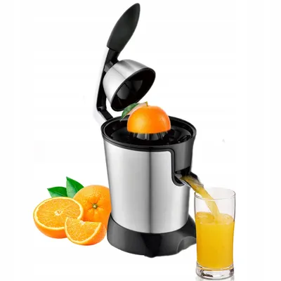 Obrázek produktu pro Odšťavňovač, elektrický odšťavňovač, odšťavňovač z nerezové oceli, odšťavňovač citrusů, vysoký výkon 350 W, stříbrný/šedý