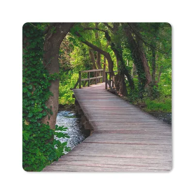 Produktbild von MuchoWow® Mauspad Mousepad Wald - Natur - Brücke 20x20 cm - Mousepads - Maus Mat - Pad - Mausunterlage - Desk Mat - Bureauartikeln