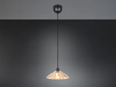 Produktbild von LED Hängelampe einflammig Schwarz mit Glasschirm Amber Ø 29,5cm - Esstischlampe
