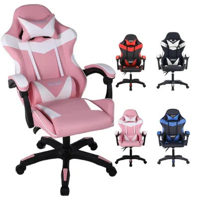 Produktbild von Gaming-Stuhl – Ergonomischer Bürostuhl – Lendenwirbelstütze – Memory-Schaum – Kunstleder – Hoch, Schwarz