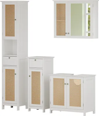 Produktbild von Badmöbel-Set Vicco Rosario Weiß 4 teilig, mit Hochschrank, Model 40454