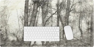 Produktbild von Waldskizze In Sepia – Schreibtischunterlage – Rutschfeste Tischunterlage – Schreibtischmatte für Büro & Zuhause – Schreibunterlage – Mauspad – Tischmatte – 90 x 45 cm