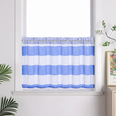 Scheibengardinen 2er Set - Landhausstil Mit Blättermuster 45x90cm