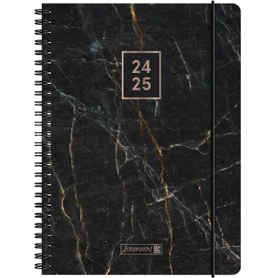 Zdjęcie produktu dla Dziennik szkolny 2024/2025 "Black Marble", 2 strony = 1 tydzień, A5, 208 stron, czarny