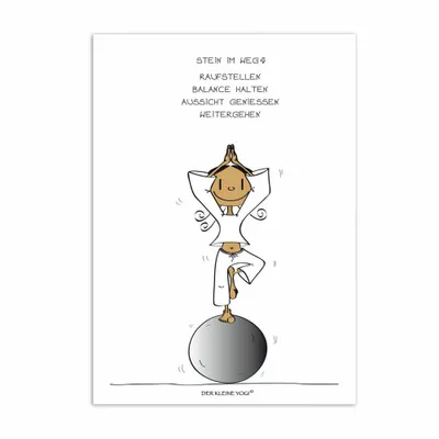 Produktbild von Goebel Der Kleine Yogi Postkarte Stein im Weg, 10er Pack Postkarten, Post Karte, Papier / Pappe, 10.5 cm x 15 cm, 54100321