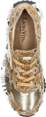 Produktbild von Laura Vita Damen Sneaker aus Leder mehrfarbig gemustert mit Plateau Burton 05, Größe:38 EU, Farbe:Braun
